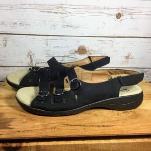 Clarks Collection Sandals Black Suede 3 Buckle 12